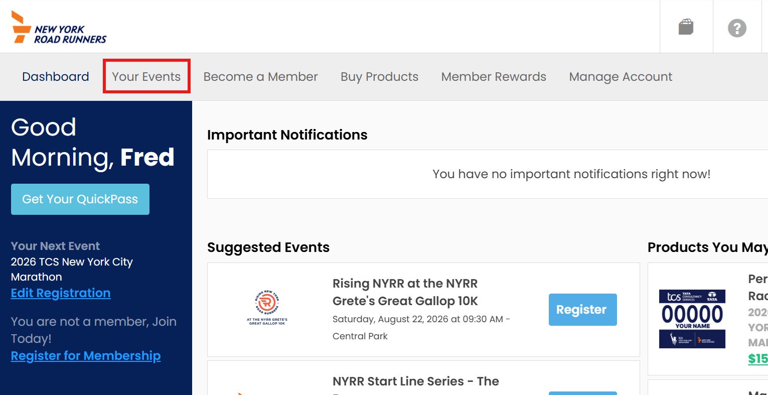 2026 TCSNYC Marathon dashboard screenshot