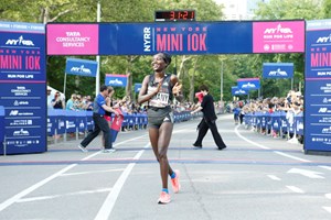 Runner finishing the 2017 NYRR New York Mini 10K