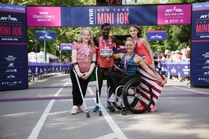 Participants at the finish line of the NYRR New York Mini 10K