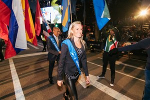 Shalane Flanagan at the 2017 TCS New York City Marathon Opening Ceremony