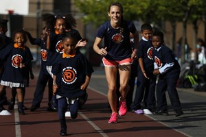 Jenny running with Rising New York Road Runners