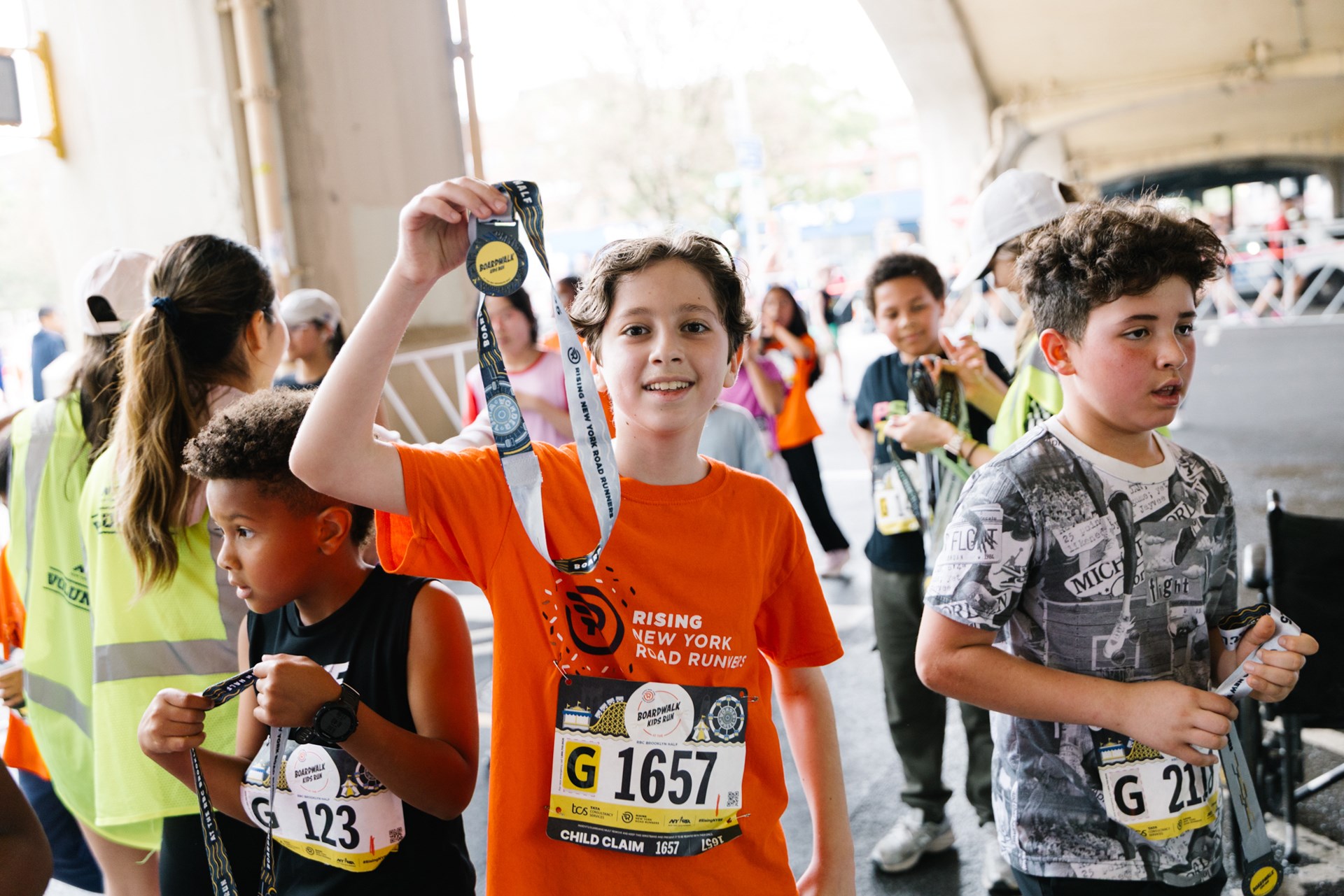 Young Rising runners at the 2025 Boardwalk Kids Run at the RBC Brooklyn Half