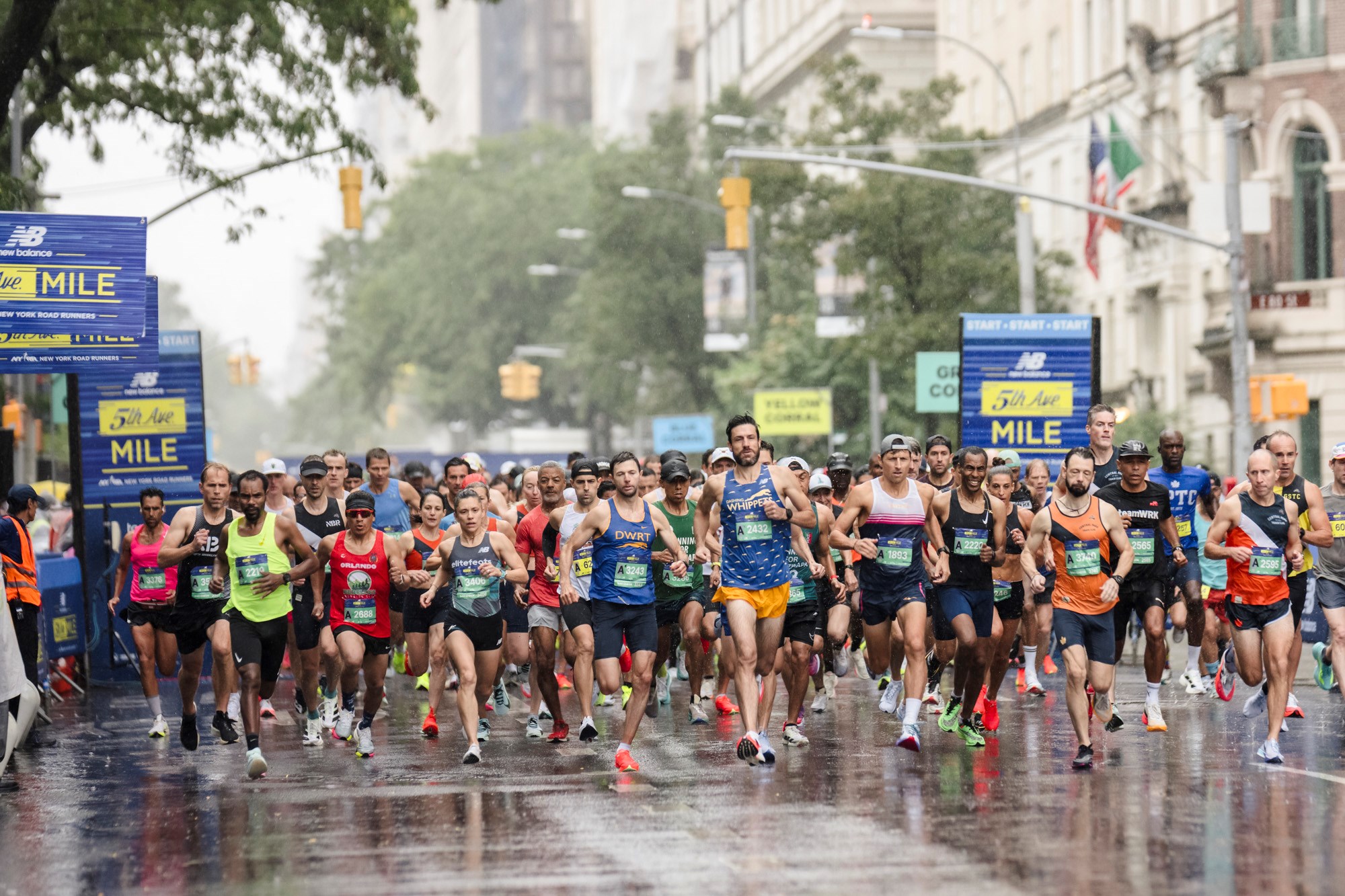 Run clubs represent on the New Balance 5th Avenue Mile course