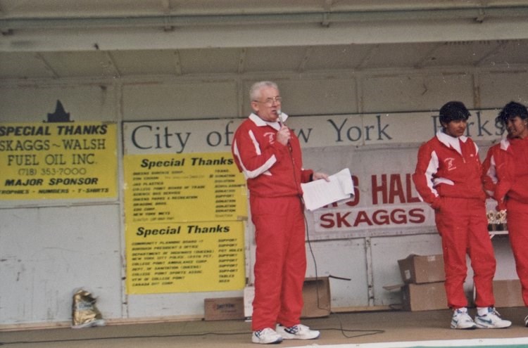 Lou Nicholas at an early Queens Half Marathon