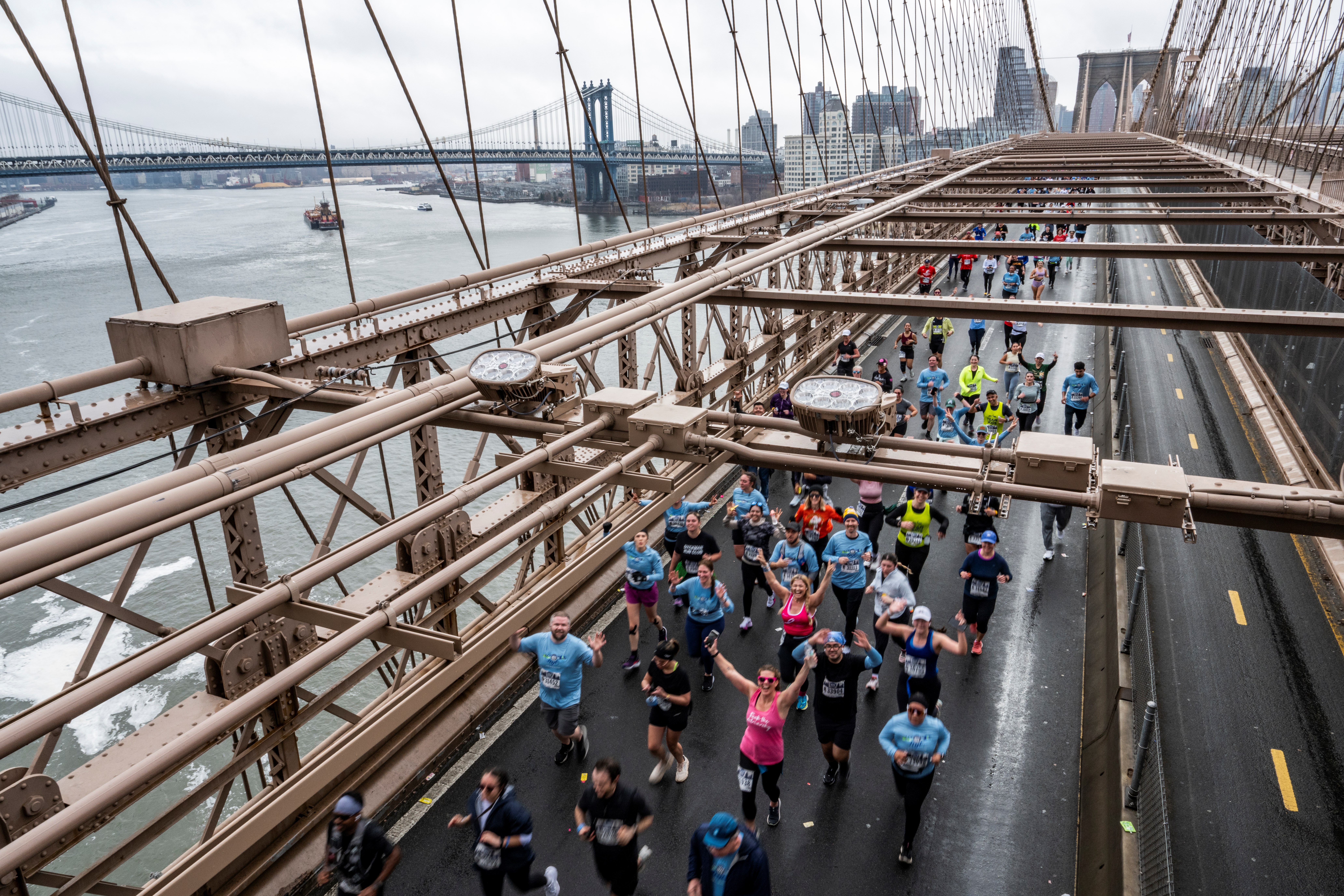 2025 UA NYC Half with Brooklyn Bridge and runners