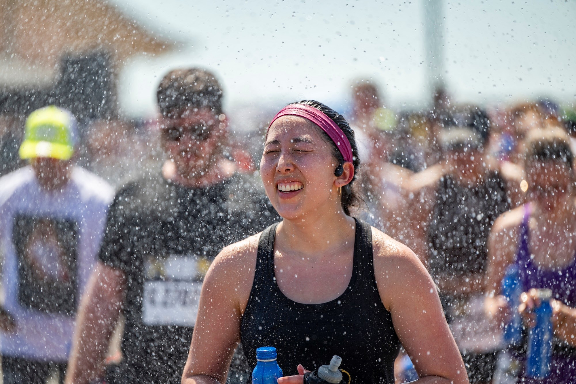 Runner cooling off at the RBC Brooklyn Half finish area
