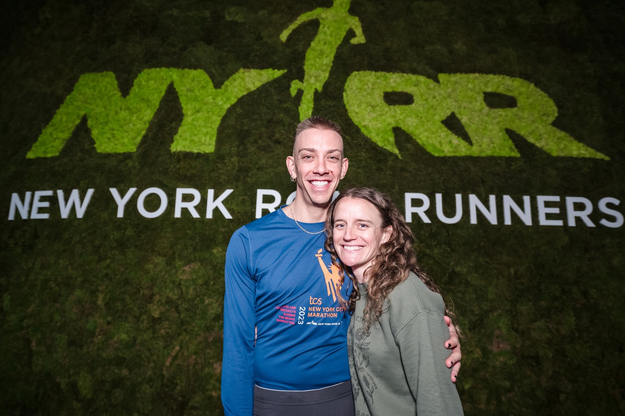 J Solle and Tina Muir at the NYRR RUNCENTER plogging event during the 2025 United Airlines NYC Half race week. 