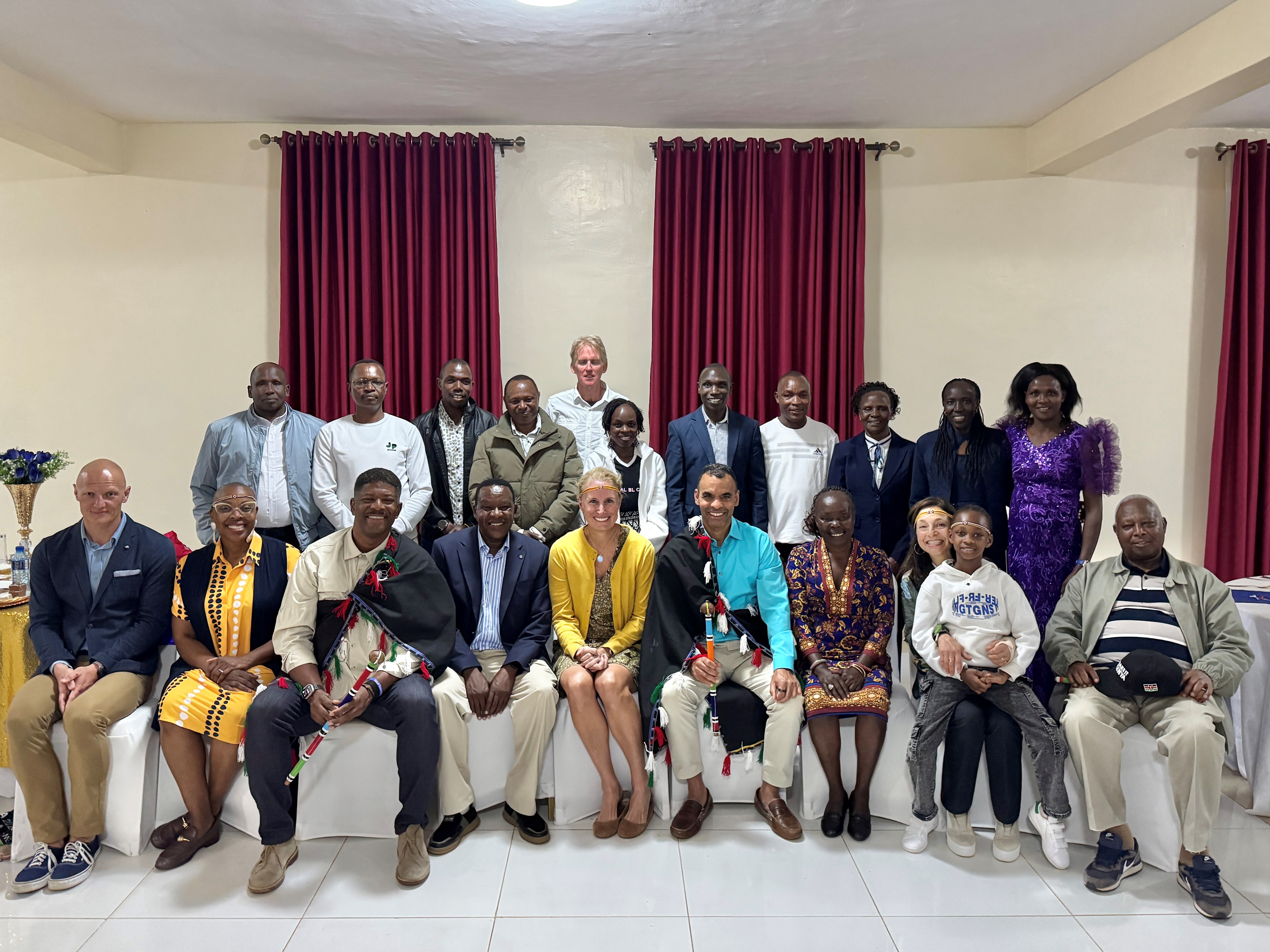 Members of NYRR's Executive Leadership and Professional Athletes Team with Toby Tanser and past Kenyan New York City Marathon champions in February 2026.