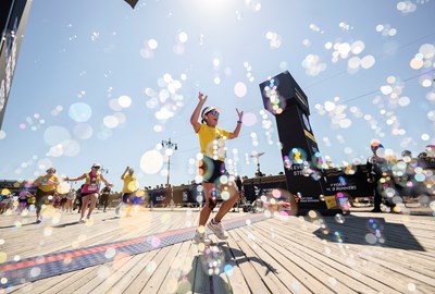 2026 RBC Brooklyn Half finisher line with bubbles all around