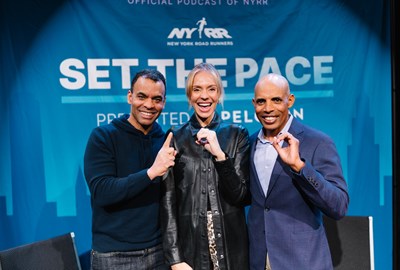 Set the Pace Hosts Rob and Becs and Former Host Meb at the 100th episode celebration