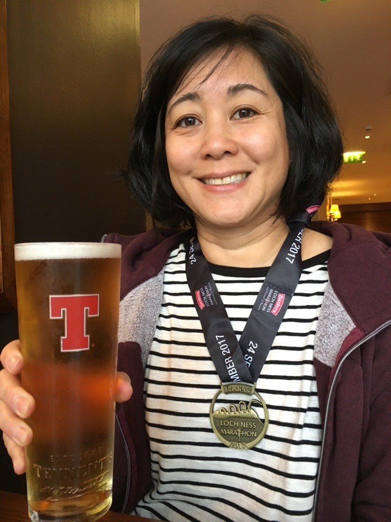 Steph Loleng after the 2017 Loch Ness Marathon in Scotland