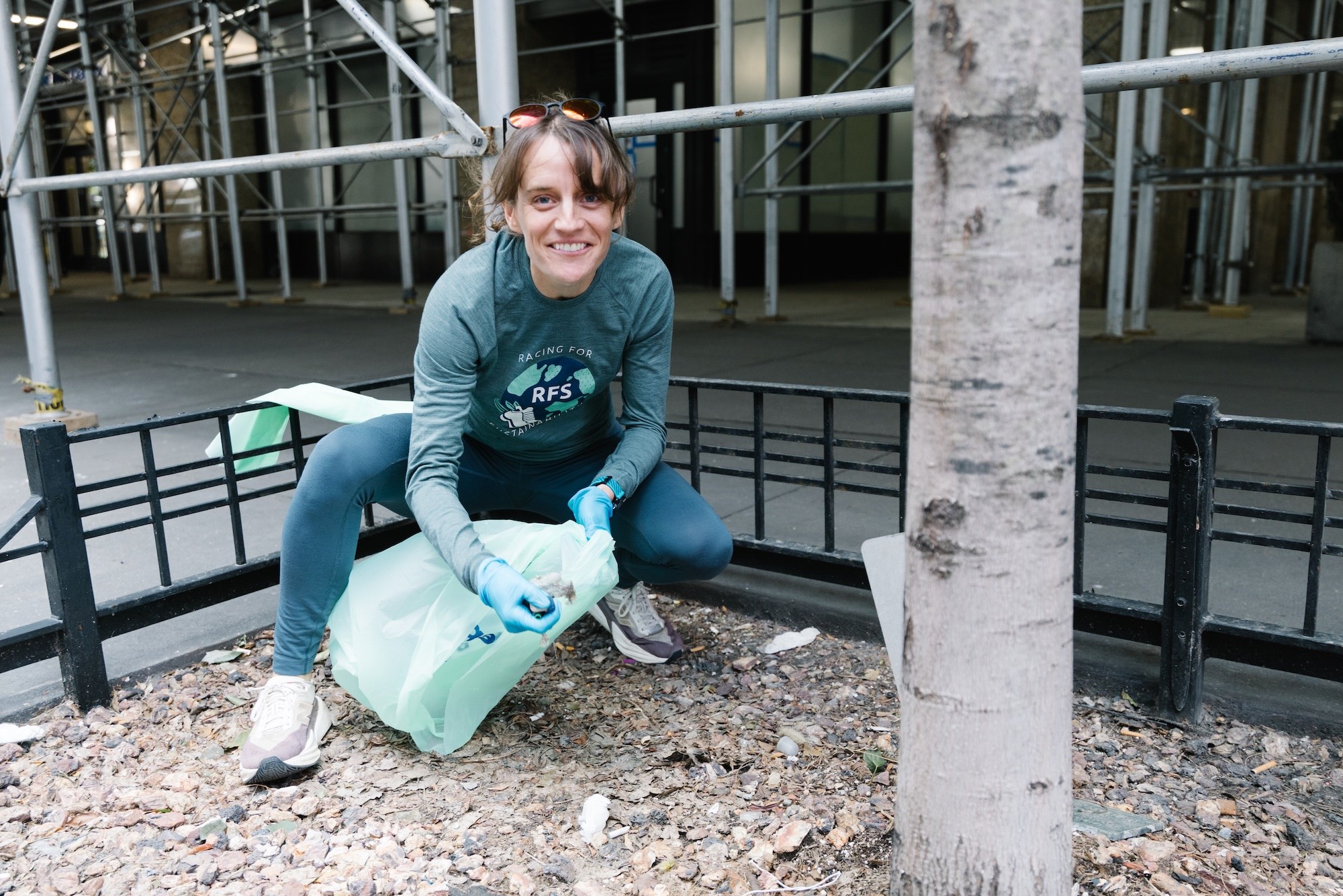Tina Muir during a plogging event in NYC during United Airlines NYC Half race week. 