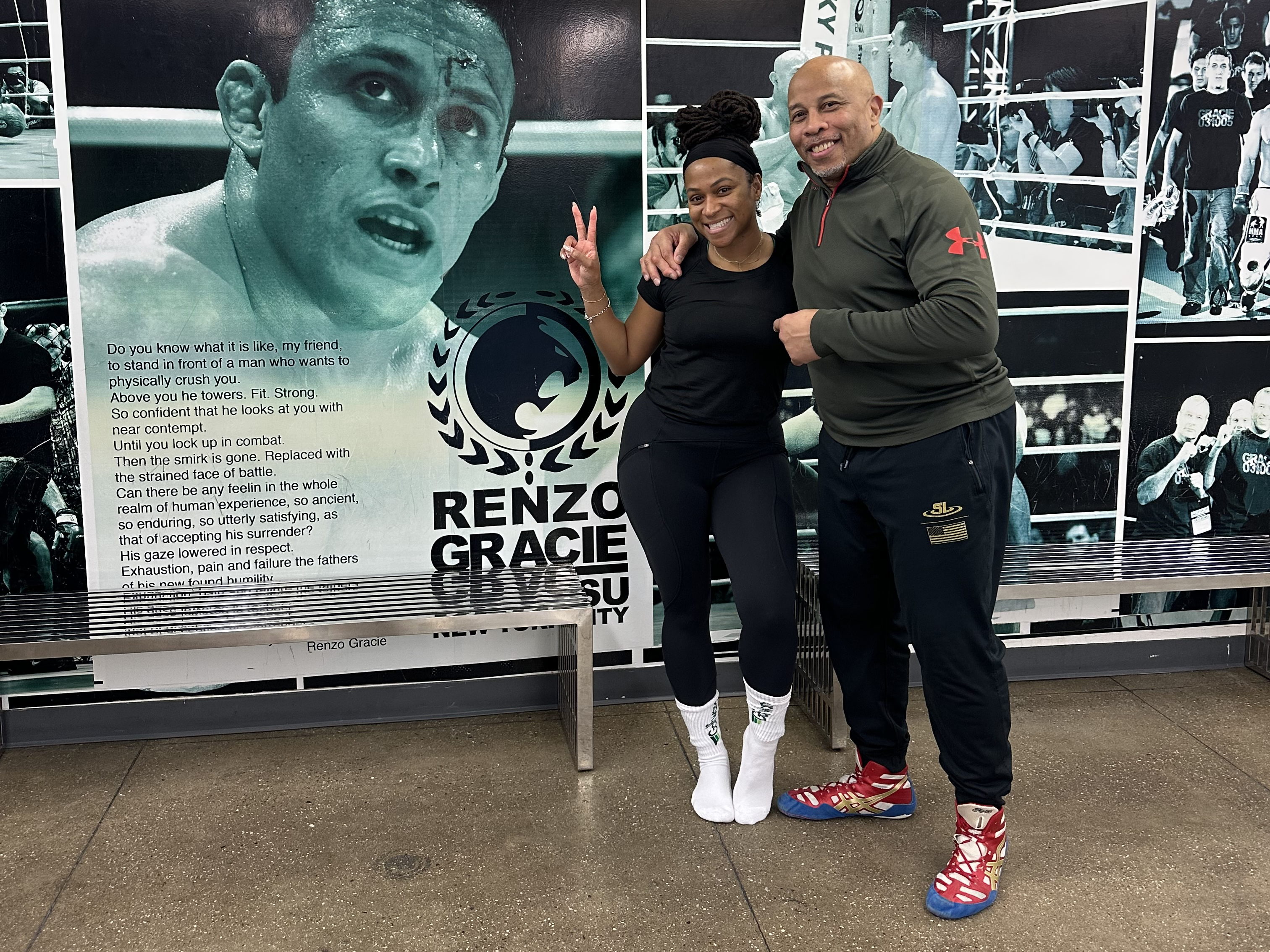 Victoria Fortune at Renzo Gracie Academy in NYC with coach Rob Constance.