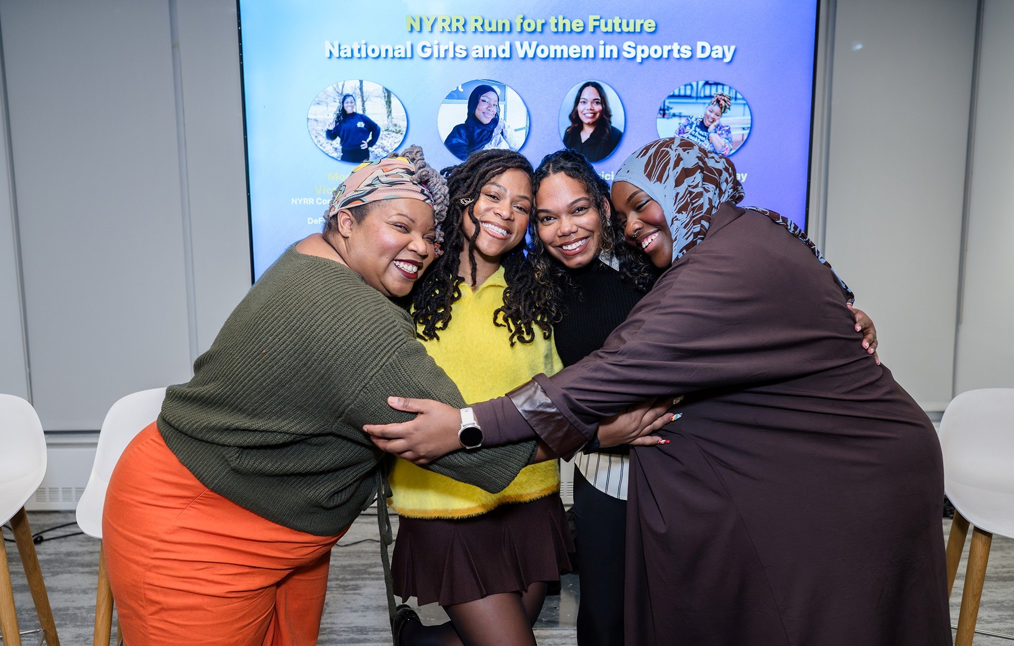 Panelists at National Girls and Women in Sports Day panel at NYRR offices February 4, 2026