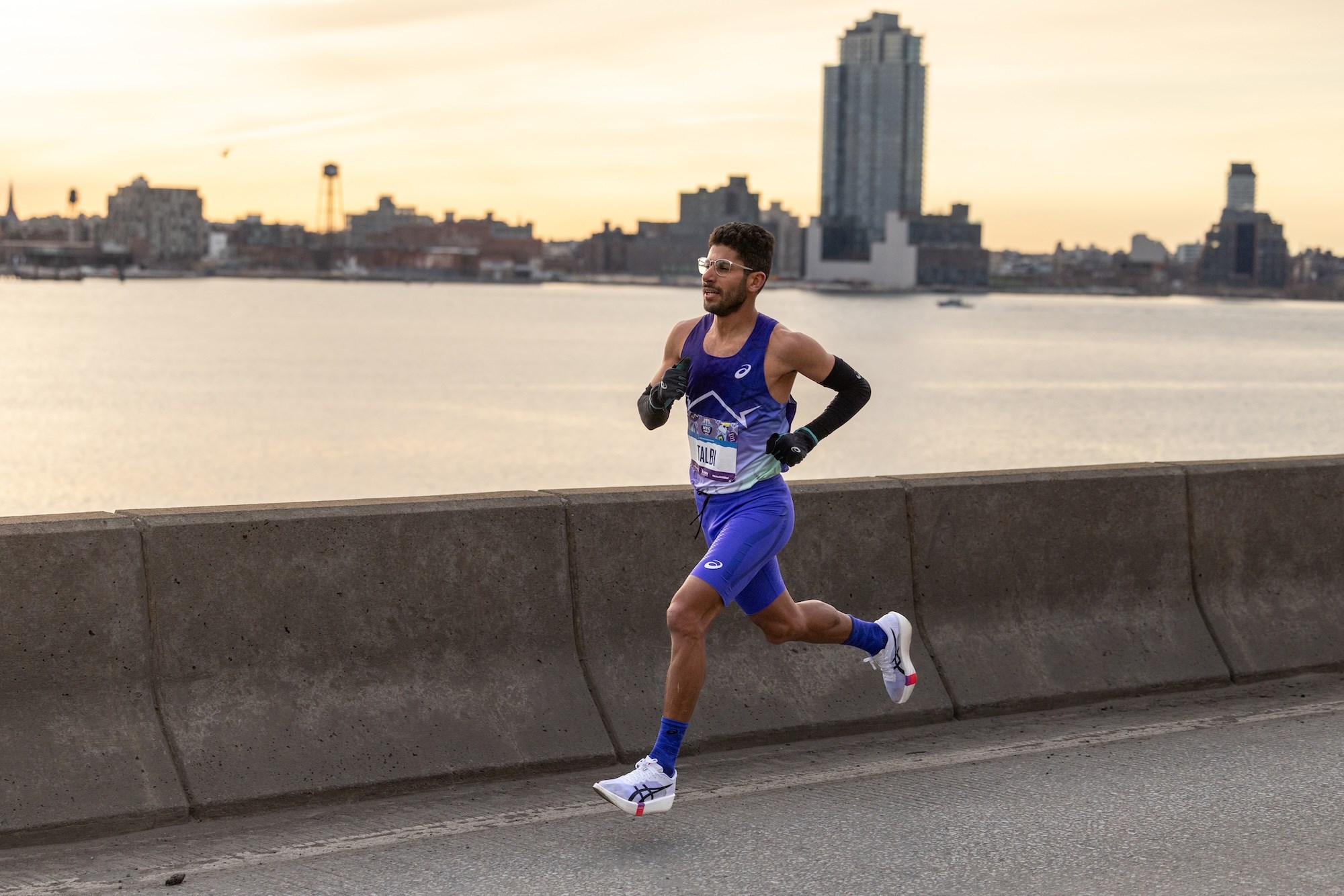 Zouhair Talbi running along the United Airlines NYC Half course in 2026