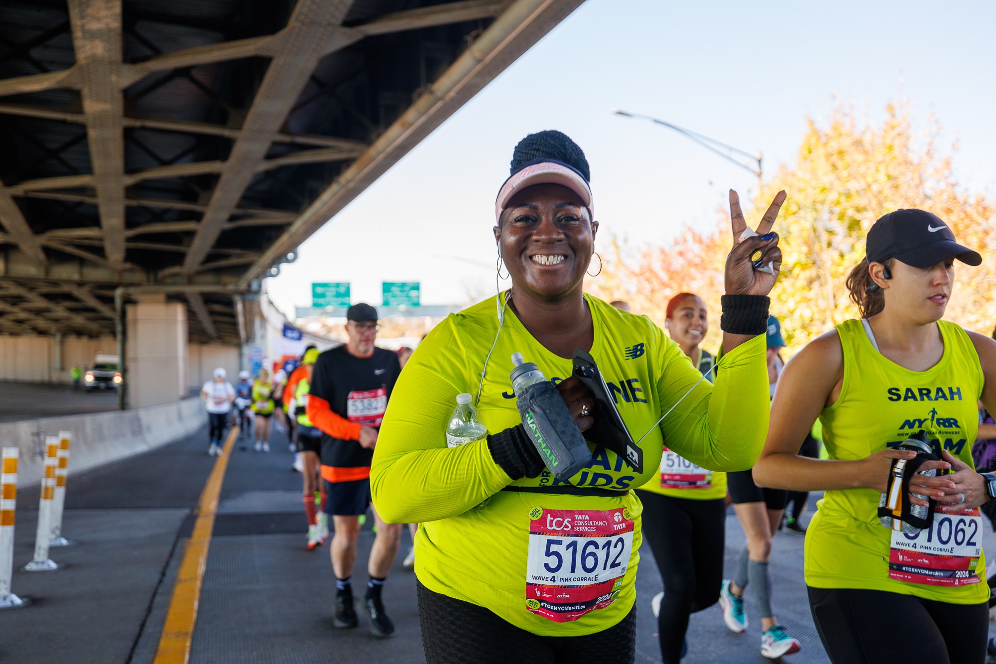 Team for Kids runner on the course of the 2024 TCS New York City Marathon.